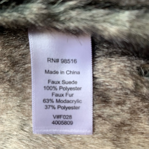 Coldwater Creek Vest Top Faux Fur Faux Suede Size Small Gray - Picture 7 of 8